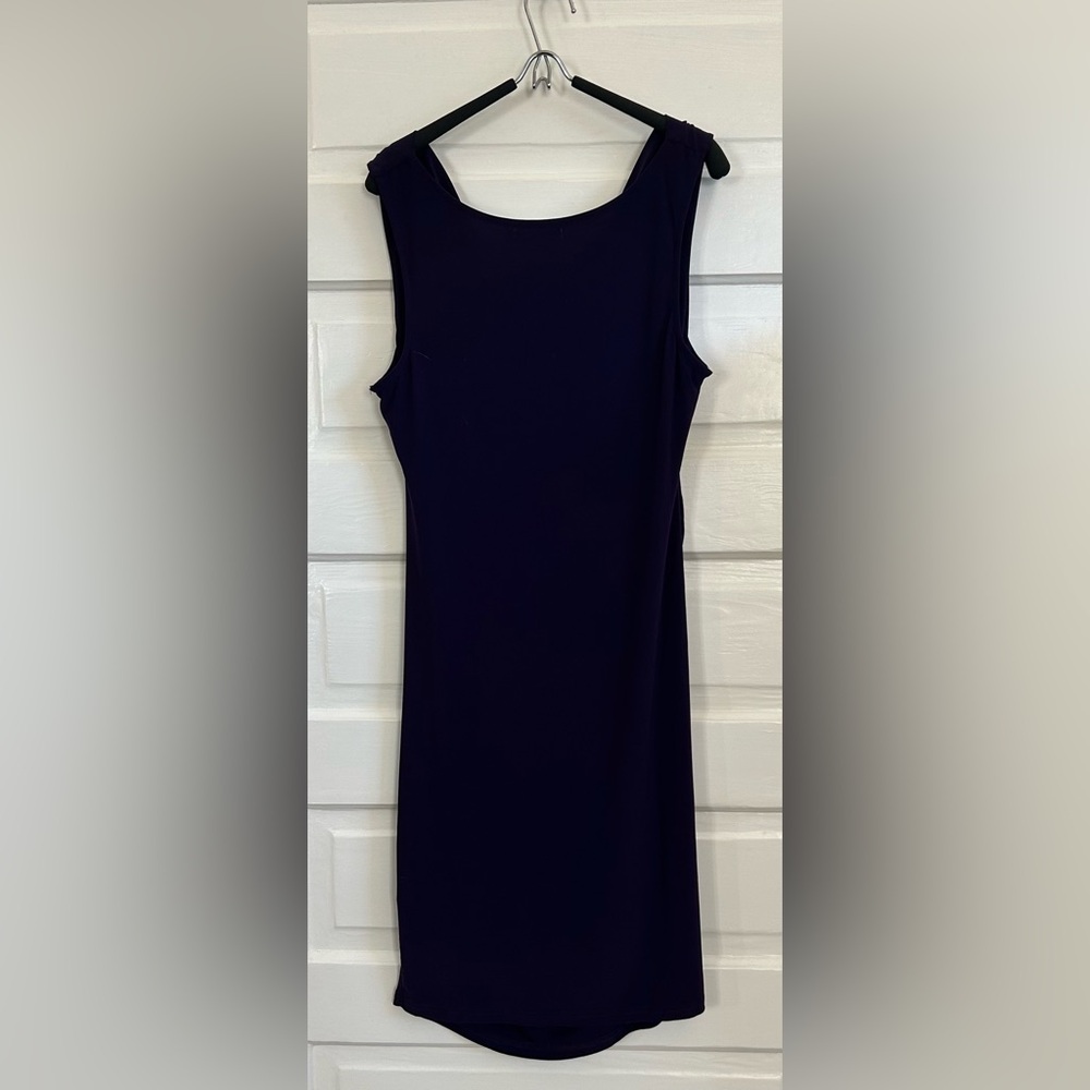PattyBoutik Sleeveless Purple Sheath Dress with Side Ruching